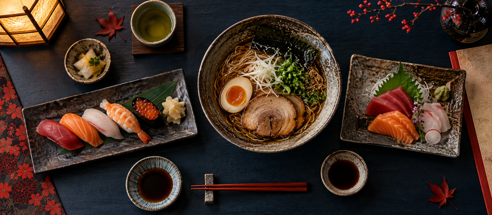 Sora dishes arranged on a Japanese dining table